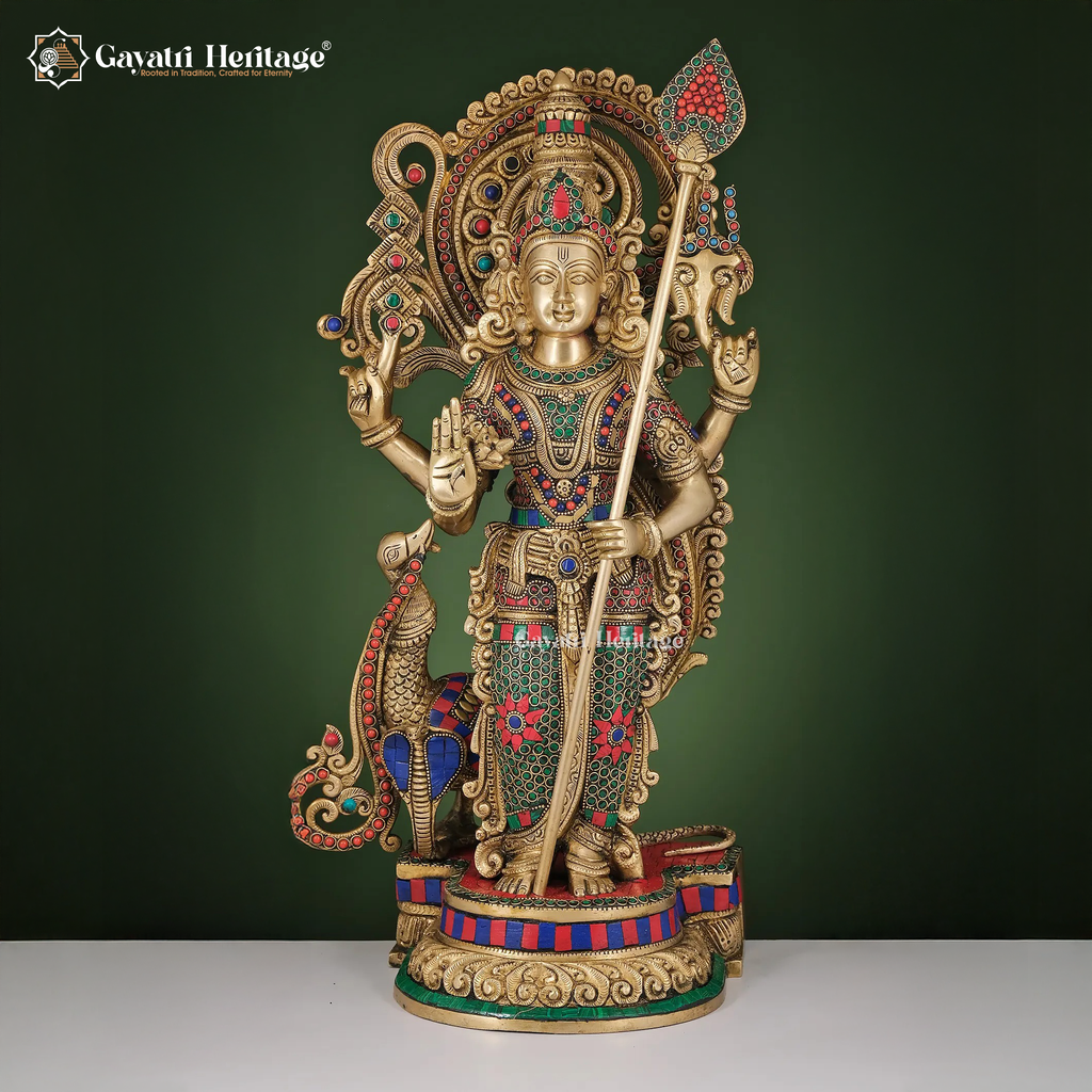 Brass Murugan Statue – Powerful Kartikeya Idol | Gayatri Heritage