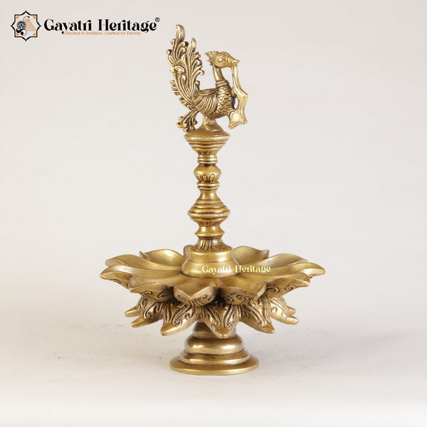 Brass Peacock Design Lamp – Stunning Ethnic Diya | Gayatri Heritage