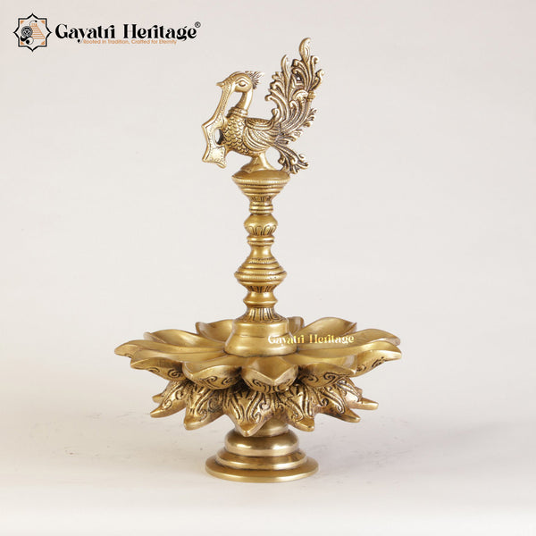 Brass Peacock Design Lamp – Stunning Ethnic Diya | Gayatri Heritage