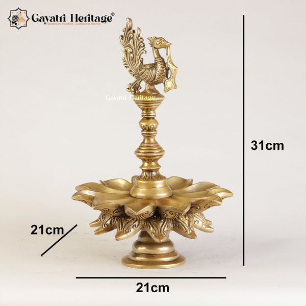 Brass Peacock Design Lamp – Stunning Ethnic Diya | Gayatri Heritage