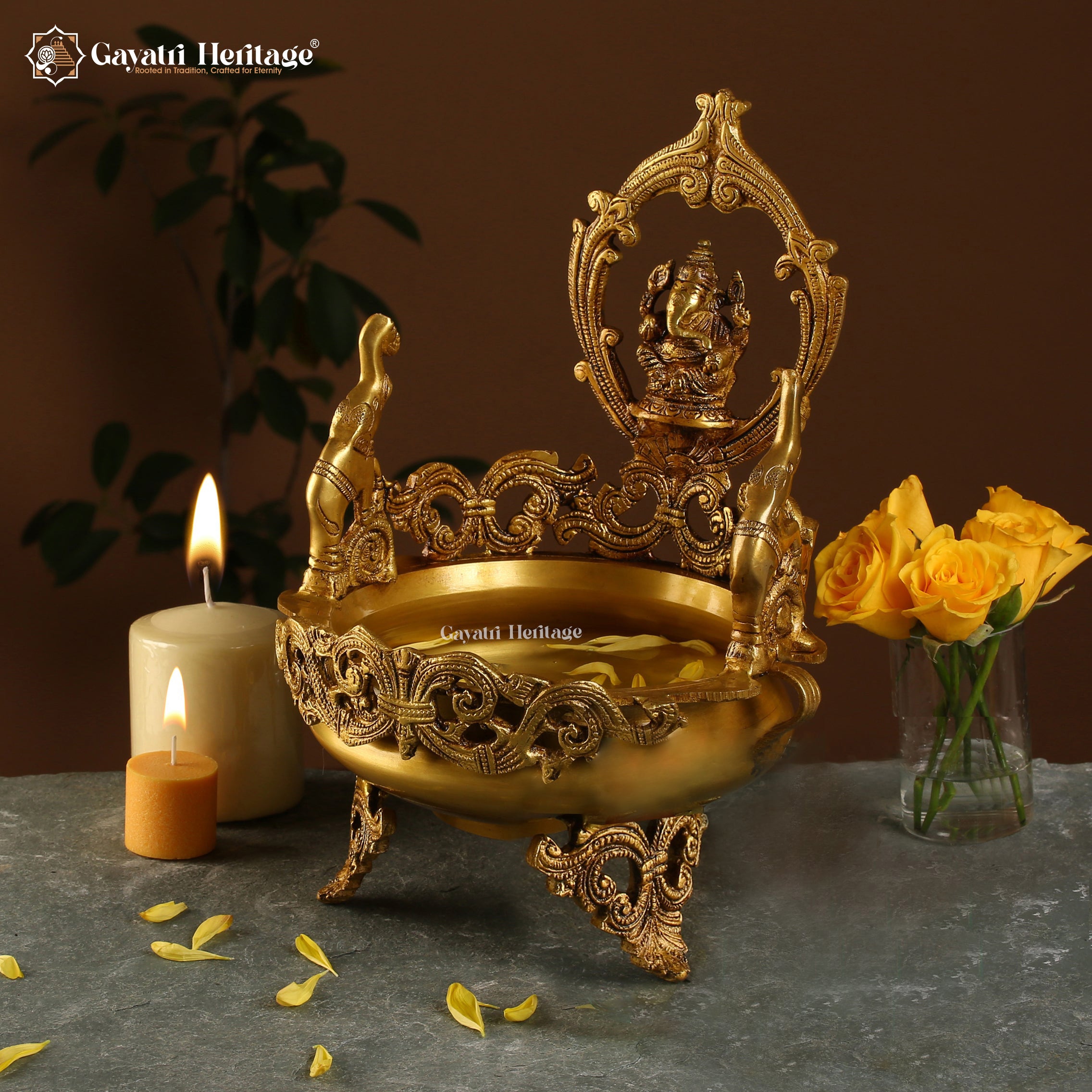Brass Ganesh Urli – Sacred Home Décor for Blessings | Gayatri Heritage