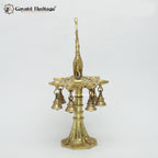 Brass Sparrow Design Diya / Lamp with Bells – Elegant Ornate Lamp | Gayatri Heritage