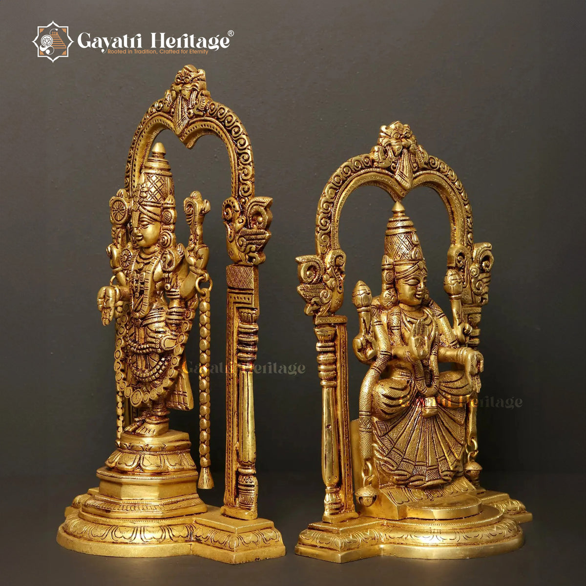 Brass Lord Balaji and Goddess Padmavati – Divine Couple Blessings for Prosperity and Devotion | Gayatri Heritage