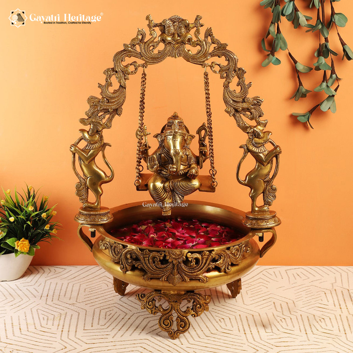 Brass Ganesh Urli – Elegant Religious Decor for Your Home | Gayatri Heritage