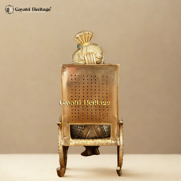 Brass Ganesh Reading Book on Chair – Symbol of Wisdom and Knowledge | Gayatri Heritage