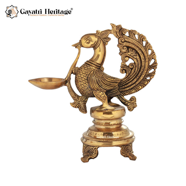 Brass Sparrow Diya – Traditional Spiritual Lamp | Gayatri Heritage