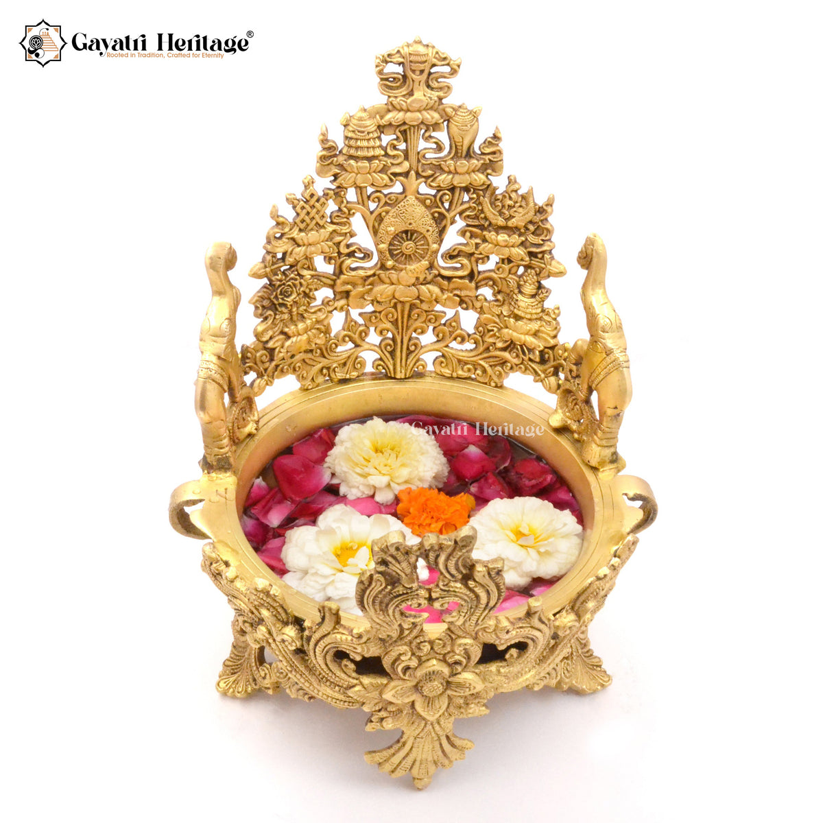 Brass Two-Side Elephant Design Urli – Elegant Traditional Decor | Gayatri Heritage