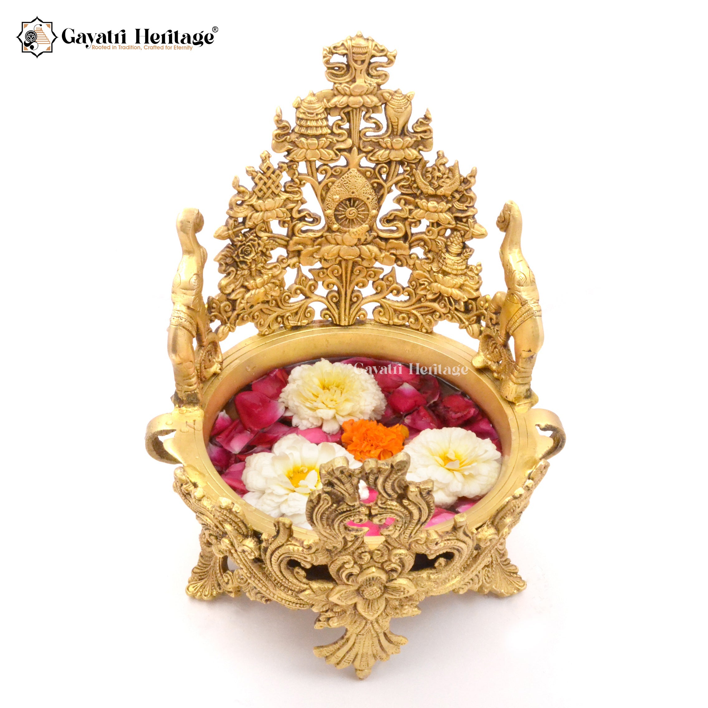 Brass Two-Side Elephant Design Urli – Elegant Traditional Decor | Gayatri Heritage