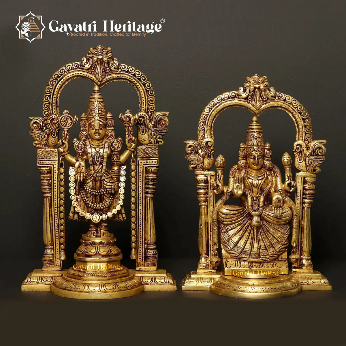 Brass Lord Balaji and Goddess Padmavati – Divine Couple Blessings for Prosperity and Devotion | Gayatri Heritage