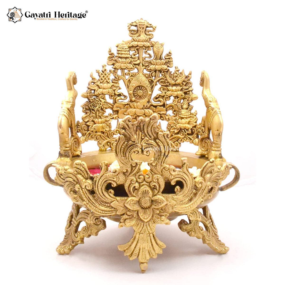 Brass Two-Side Elephant Design Urli – Elegant Traditional Decor | Gayatri Heritage