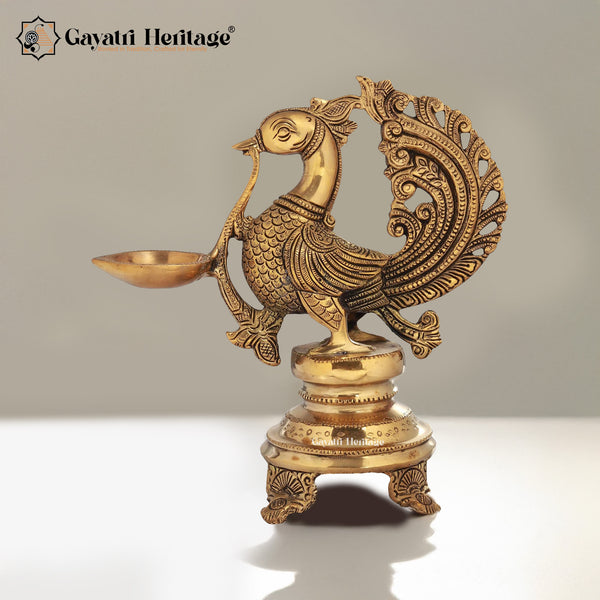 Brass Sparrow Diya – Traditional Spiritual Lamp | Gayatri Heritage