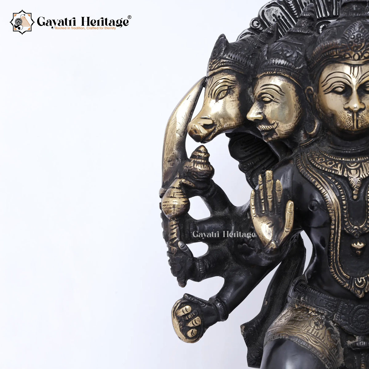 Brass Panchmukhi Hanuman – Divine Protector Idol | Gayatri Heritage