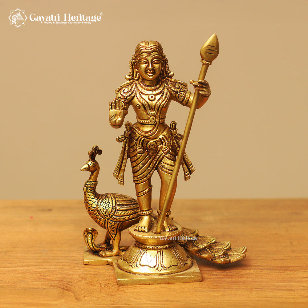 Brass Karthikeya Statue – Divine Warrior of the South | Gayatri Heritage