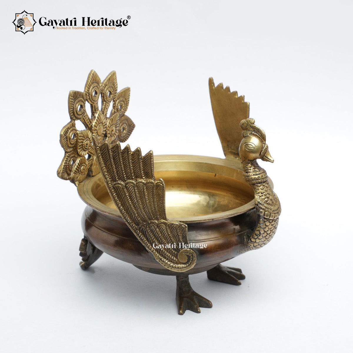 Brass Peacock Design Urli – Traditional Water Décor | Gayatri Heritage