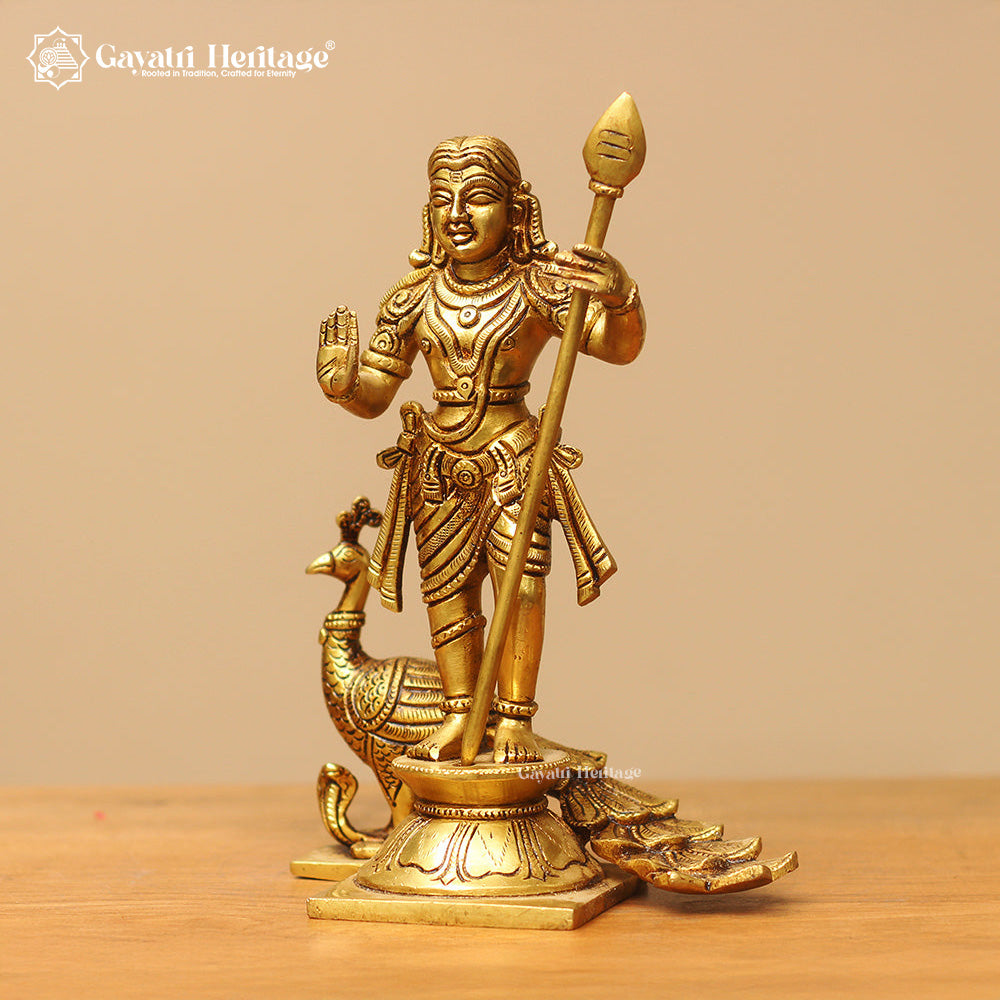 Brass Karthikeya Statue – Divine Warrior of the South | Gayatri Heritage