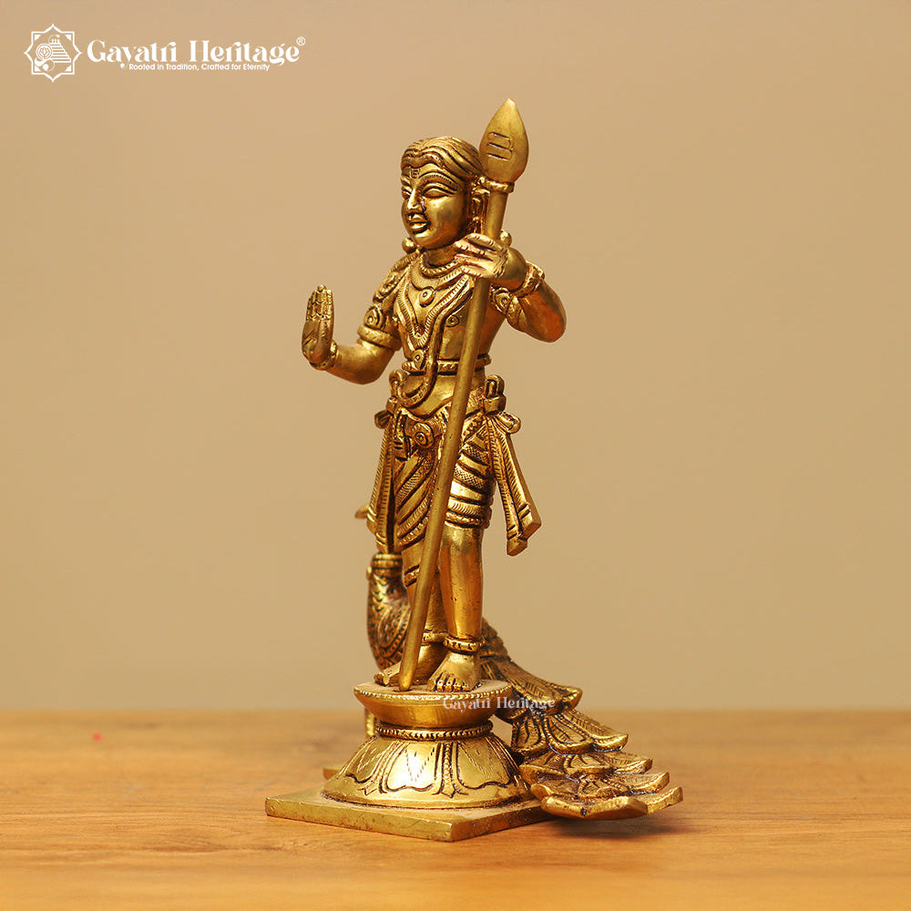Brass Karthikeya Statue – Divine Warrior of the South | Gayatri Heritage