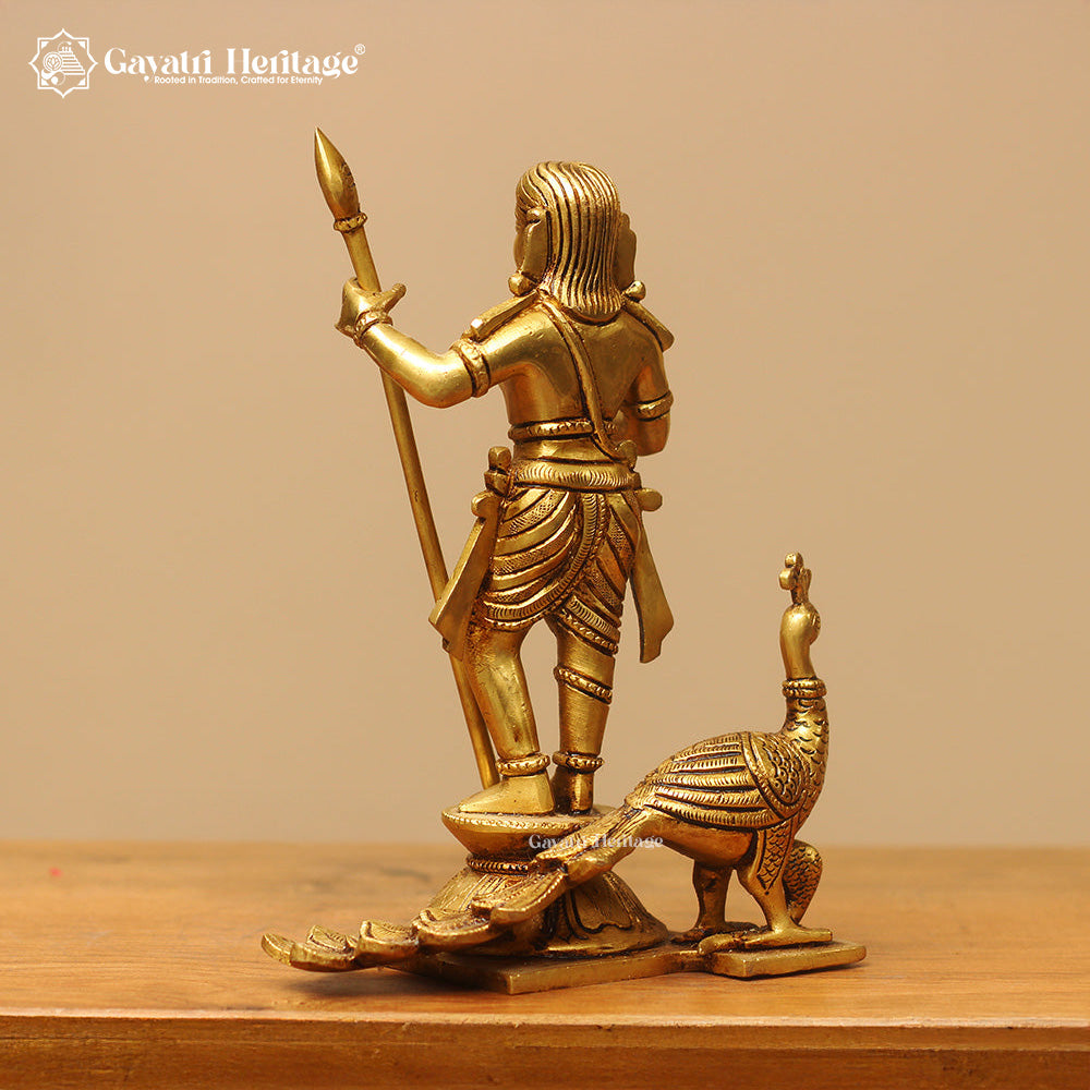 Brass Karthikeya Statue – Divine Warrior of the South | Gayatri Heritage