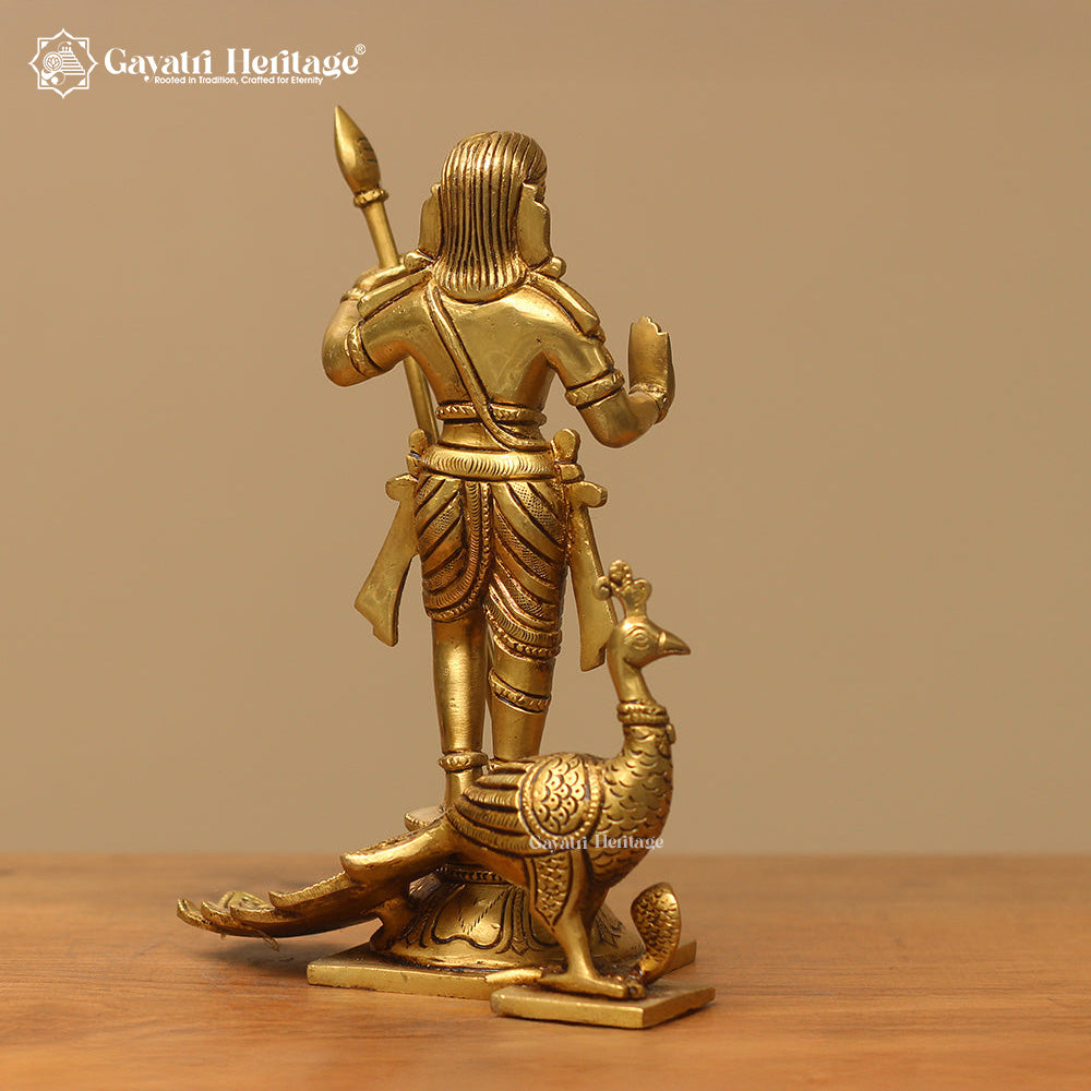 Brass Karthikeya Statue – Divine Warrior of the South | Gayatri Heritage
