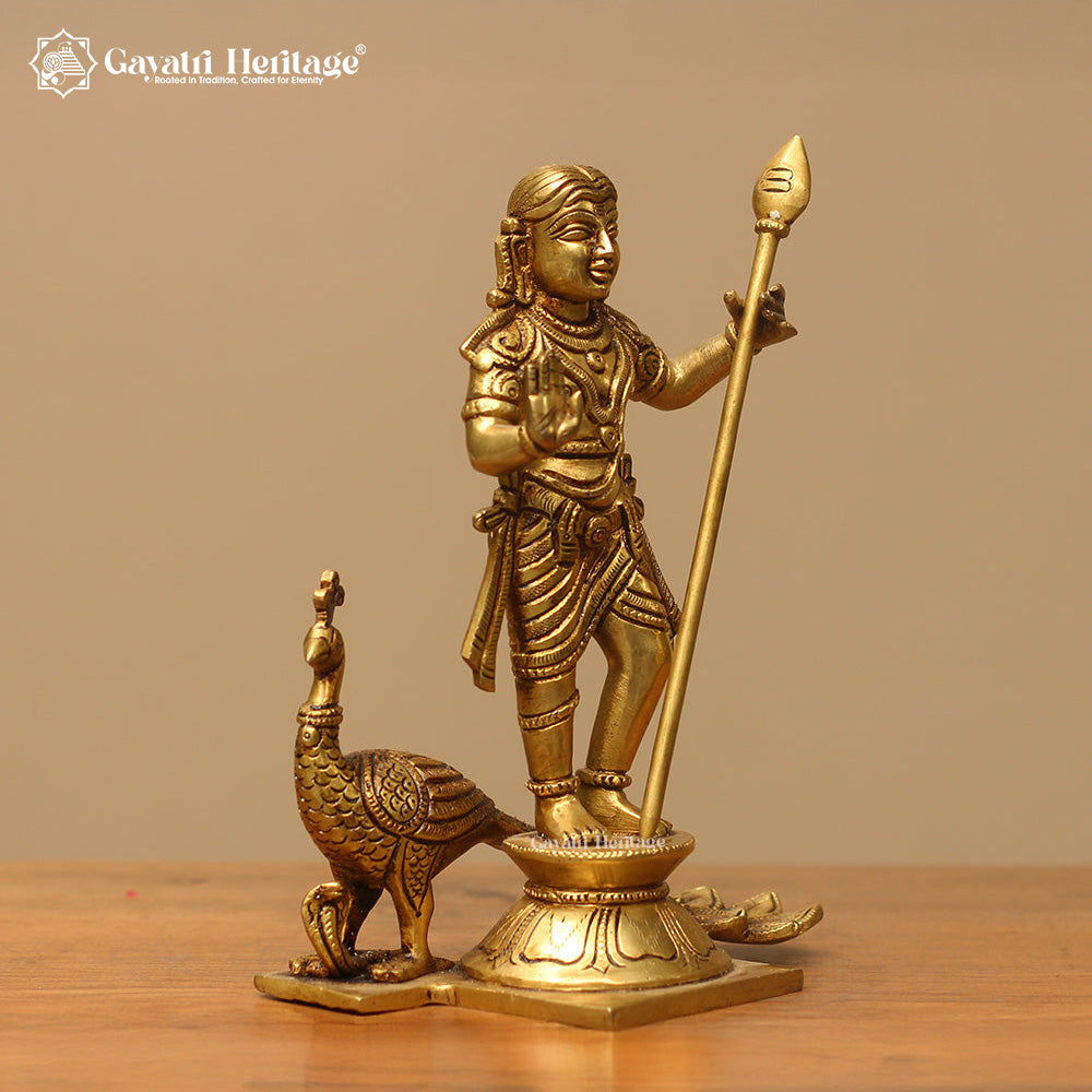Brass Karthikeya Statue – Divine Warrior of the South | Gayatri Heritage