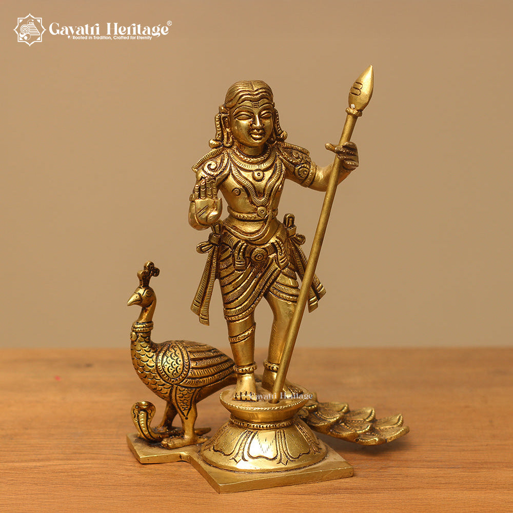 Brass Karthikeya Statue – Divine Warrior of the South | Gayatri Heritage