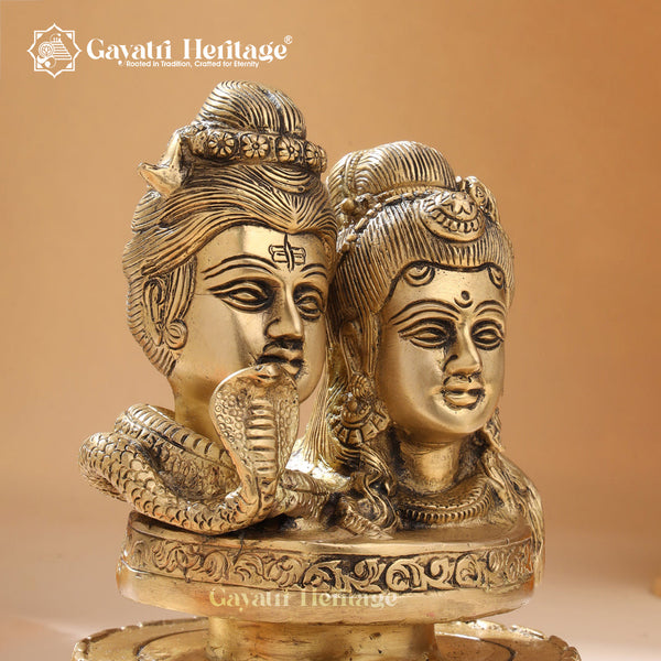 Brass Shiva Parvati Head Statue – Elegant Divine Representation | Gayatri Heritage