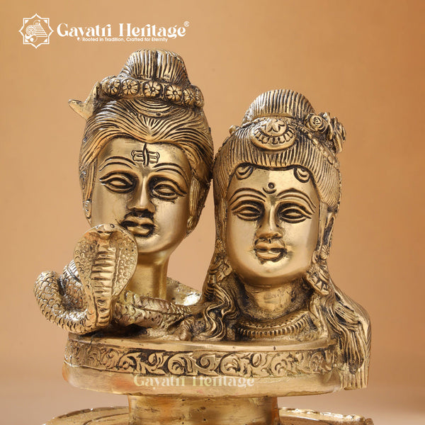 Brass Shiva Parvati Head Statue – Elegant Divine Representation | Gayatri Heritage