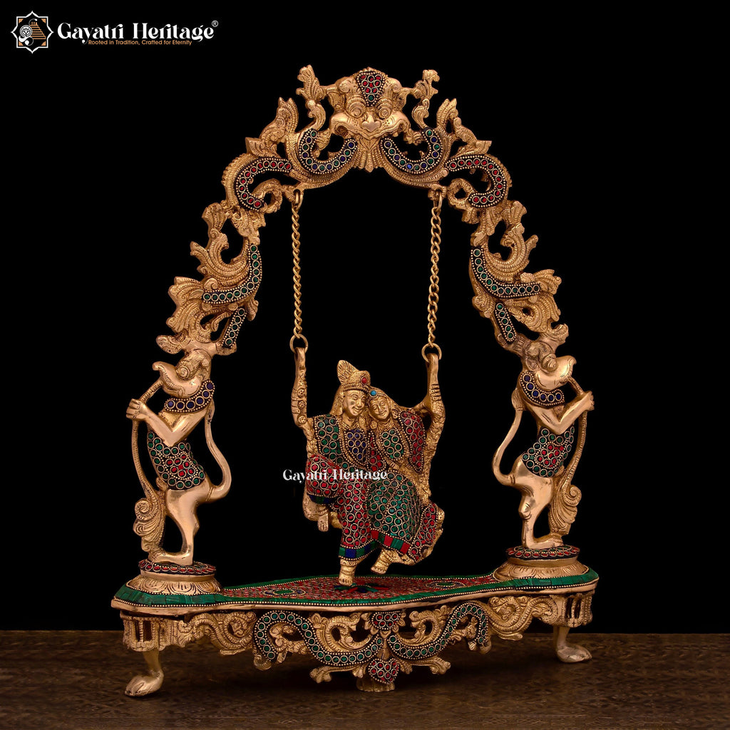 Brass Radha Krishna Jhula – Traditional Swing Décor | Gayatri Heritage