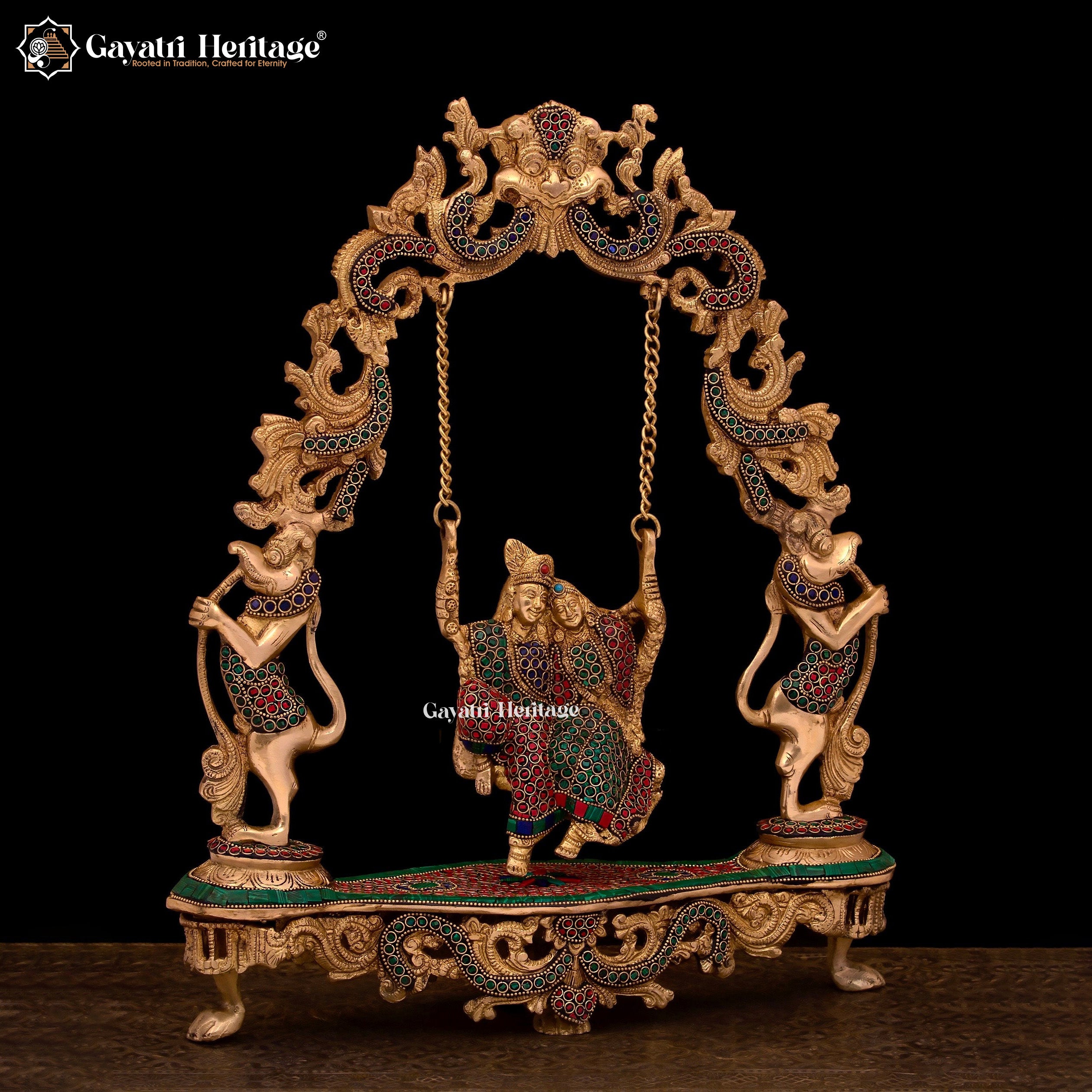 Brass Radha Krishna Jhula – Traditional Swing Décor | Gayatri Heritage