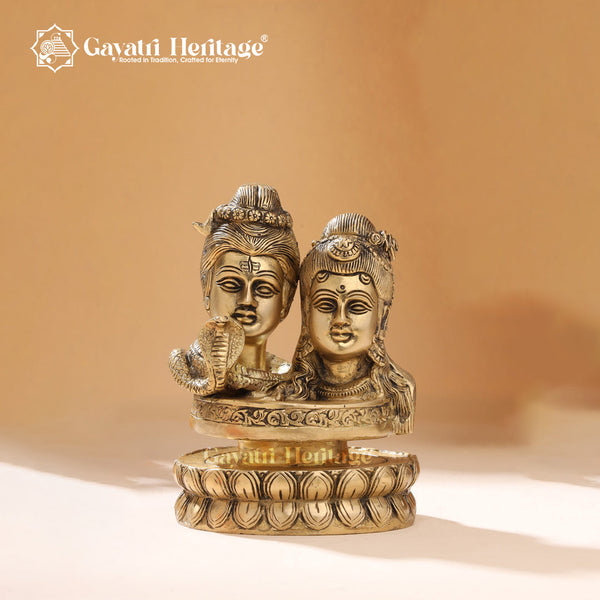 Brass Shiva Parvati Head Statue – Elegant Divine Representation | Gayatri Heritage