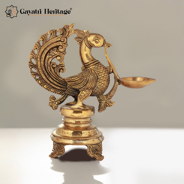 Brass Sparrow Diya – Traditional Spiritual Lamp | Gayatri Heritage