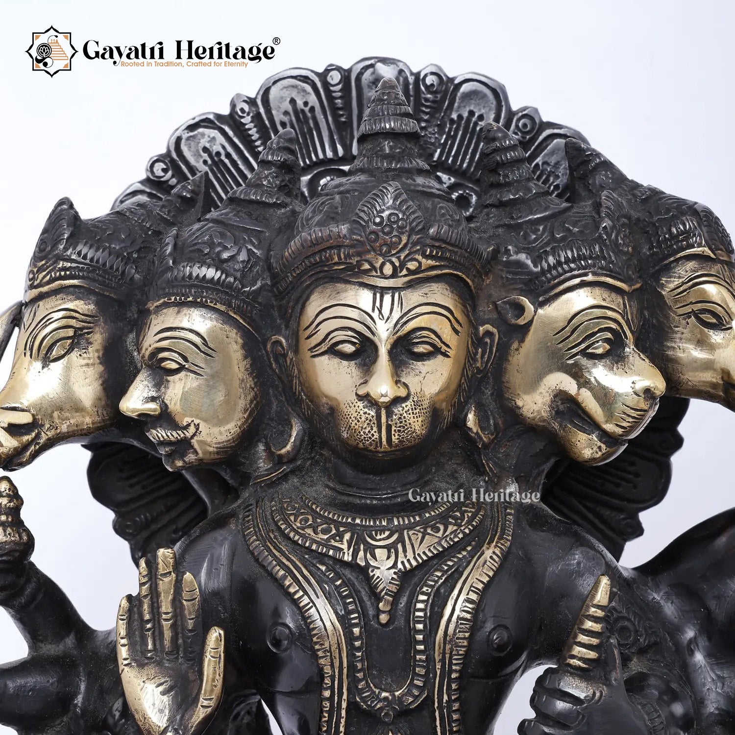Brass Panchmukhi Hanuman – Divine Protector Idol | Gayatri Heritage