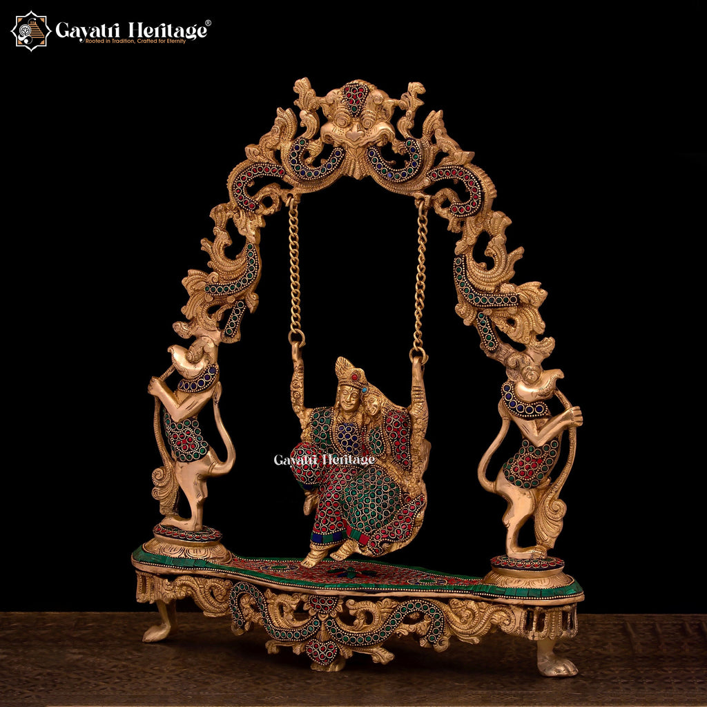 Brass Radha Krishna Jhula – Traditional Swing Décor | Gayatri Heritage