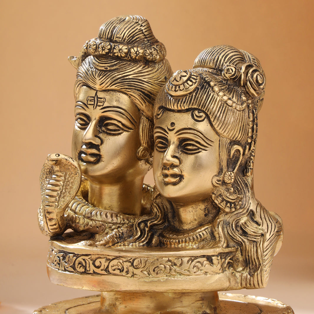 Brass Shiva Parvati Head Statue – Elegant Divine Representation | Gayatri Heritage