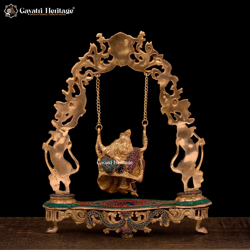 Brass Radha Krishna Jhula – Traditional Swing Décor | Gayatri Heritage