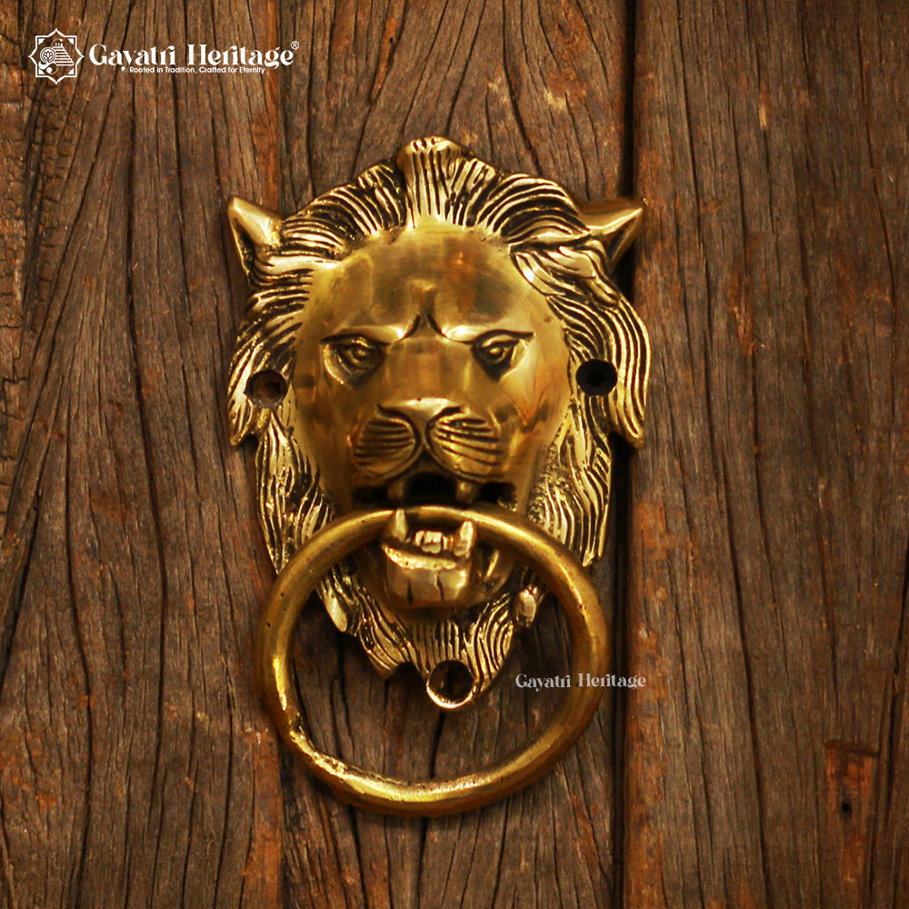 Brass Lion Face Door Knocker – Elegant and Majestic Design | Gayatri Heritage