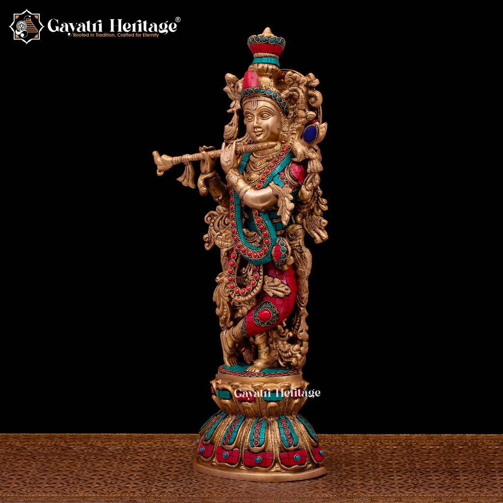 Brass Radha Krishna Statue Pair – Elegant Divine Sculptures | Gayatri Heritage