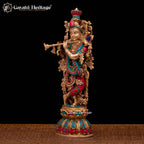 Brass Radha Krishna Statue Pair – Elegant Divine Sculptures | Gayatri Heritage