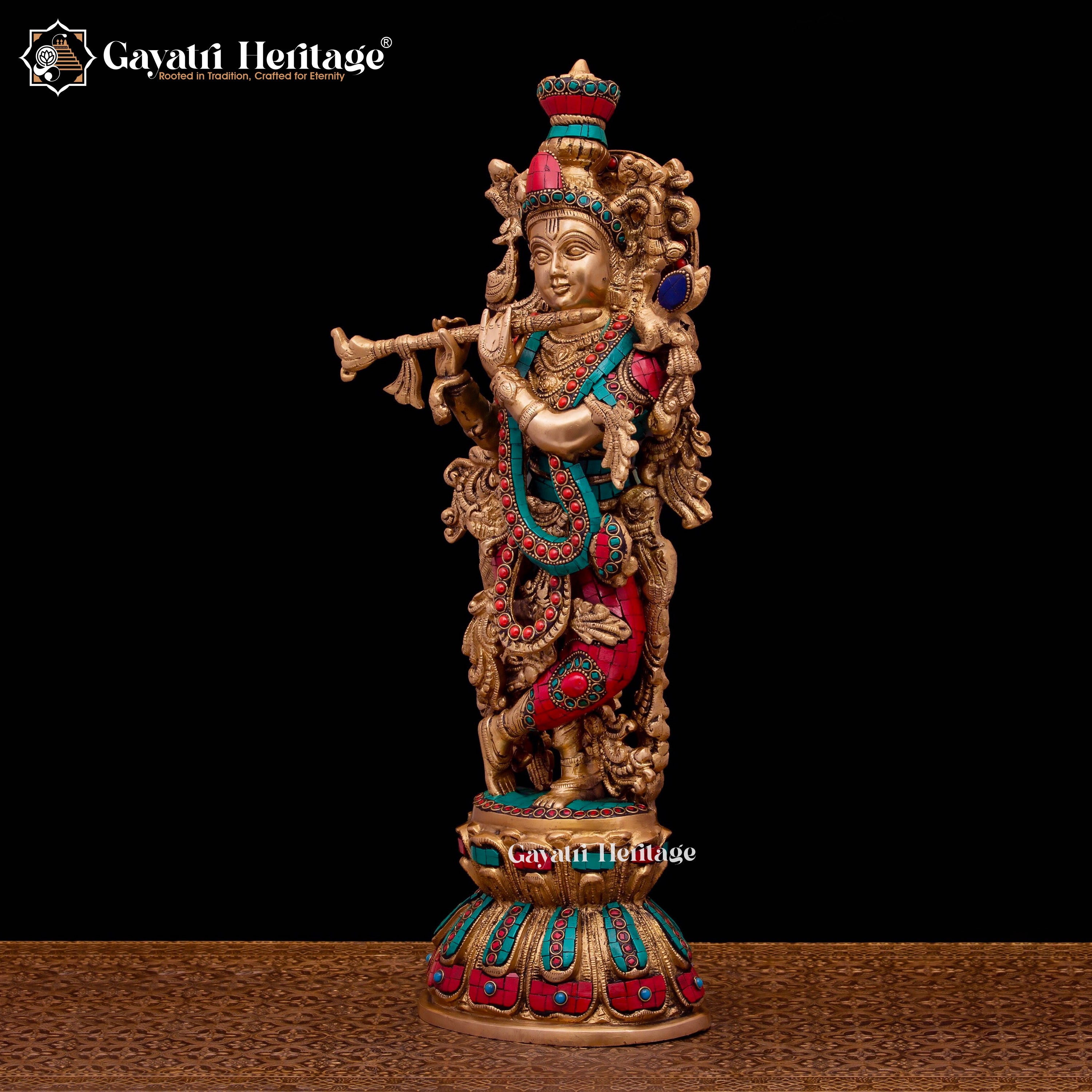 Brass Radha Krishna Statue Pair – Elegant Divine Sculptures | Gayatri Heritage