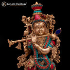 Brass Radha Krishna Statue Pair – Elegant Divine Sculptures | Gayatri Heritage