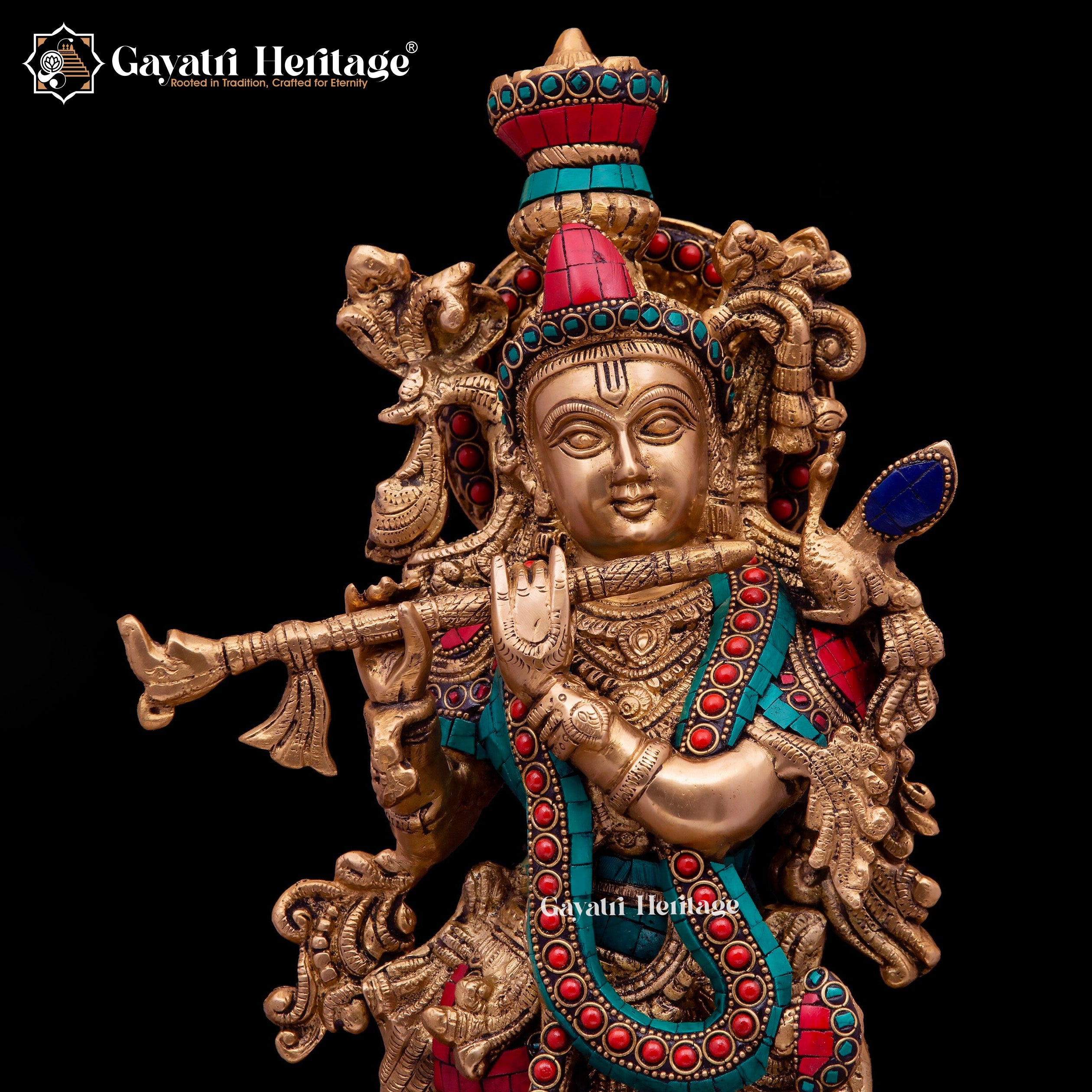 Brass Radha Krishna Statue Pair – Elegant Divine Sculptures | Gayatri Heritage