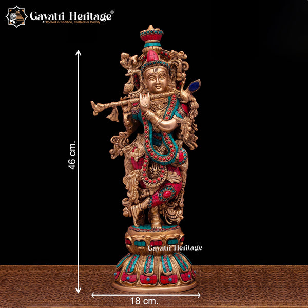 Brass Radha Krishna Statue Pair – Elegant Divine Sculptures | Gayatri Heritage