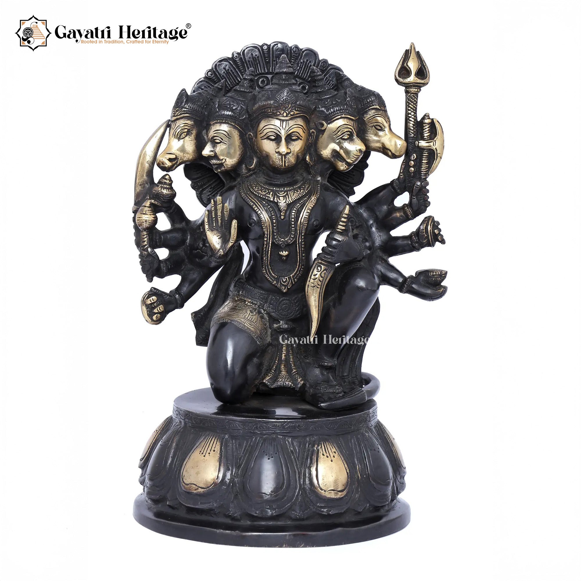 Brass Panchmukhi Hanuman – Divine Protector Idol | Gayatri Heritage