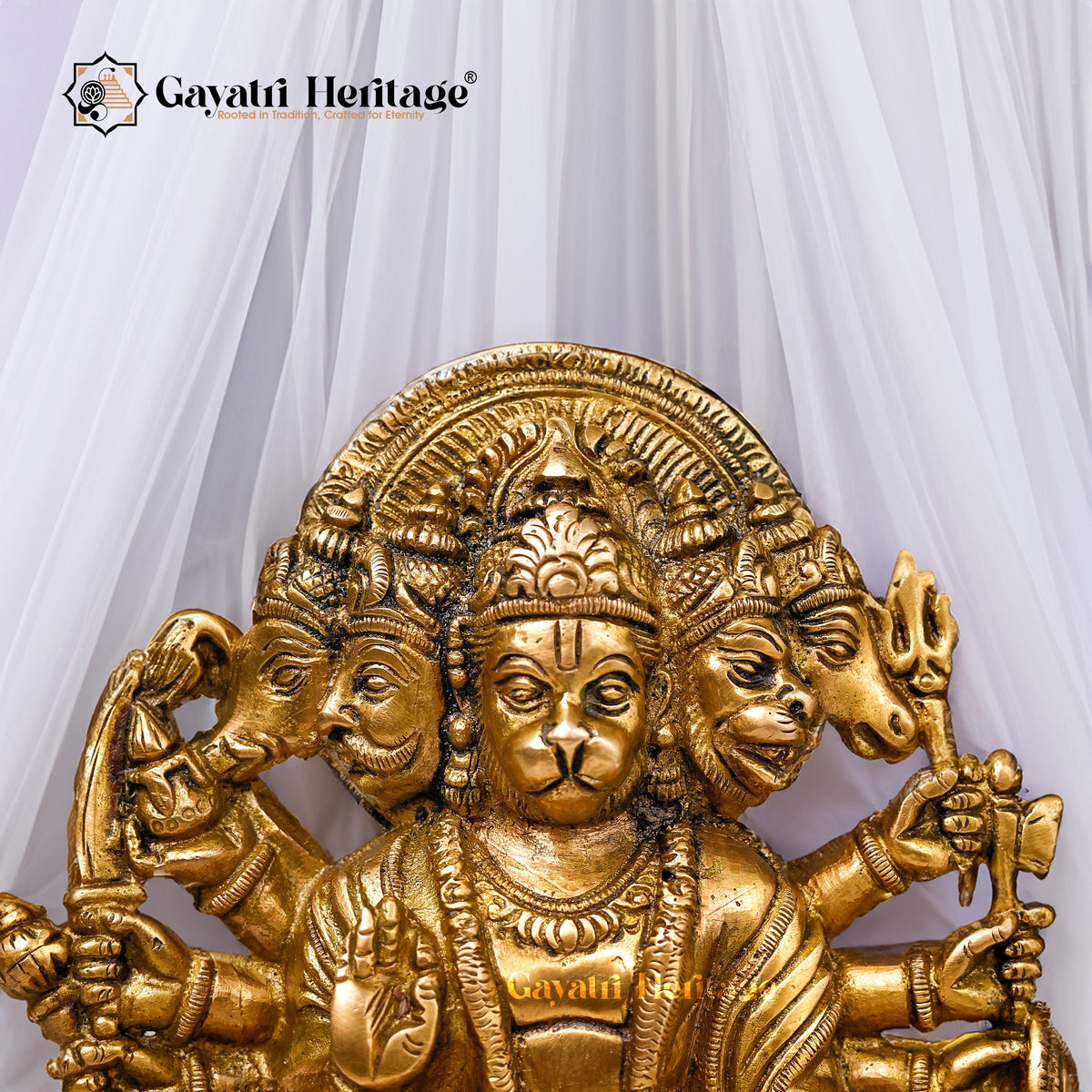 Brass Panchmukhi Hanuman – Devotional Sculpture | Gayatri Heritage