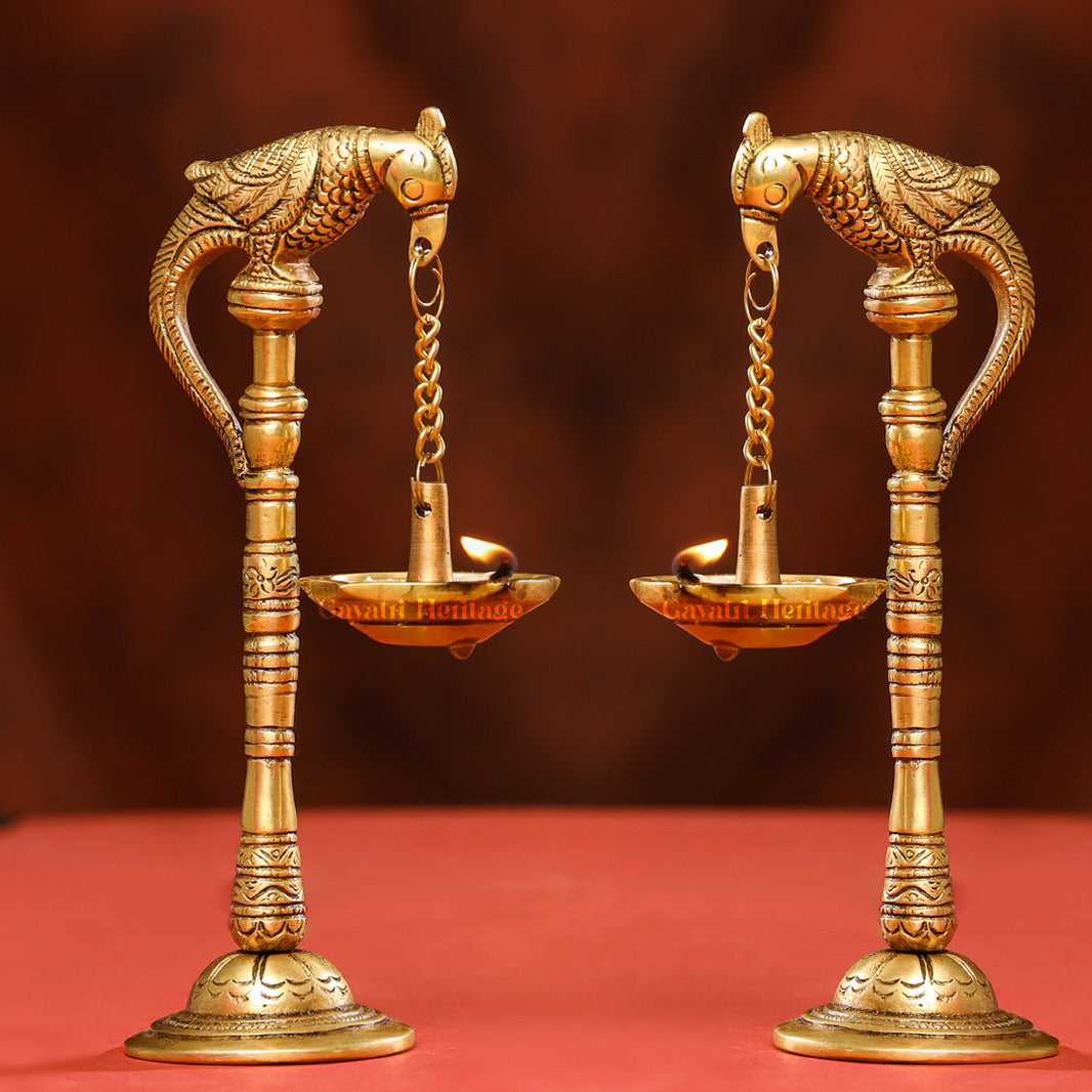 Brass Parrot Lamp (Pair) – Classic Indian Décor | Gayatri Heritage
