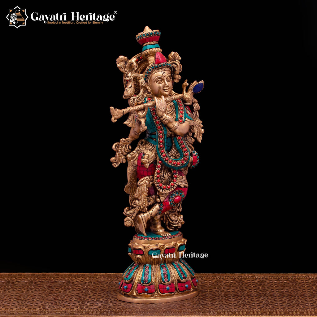 Brass Radha Krishna Statue Pair – Elegant Divine Sculptures | Gayatri Heritage