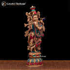 Brass Radha Krishna Statue Pair – Elegant Divine Sculptures | Gayatri Heritage