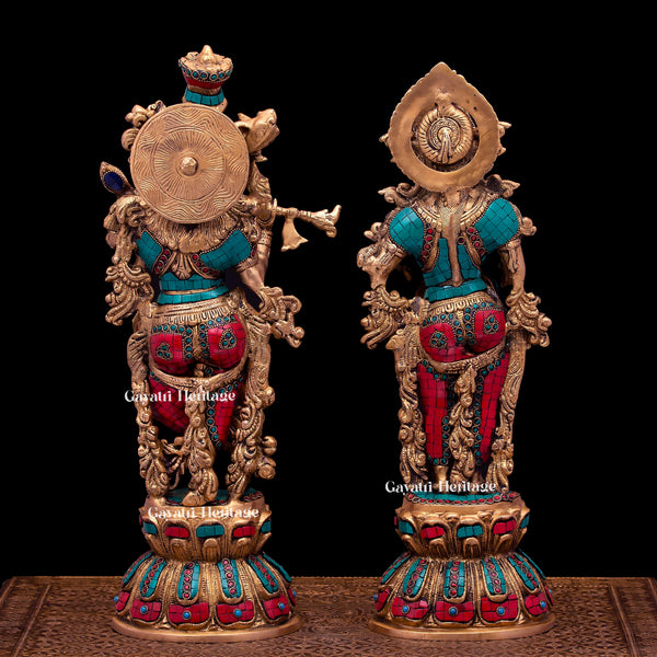 Brass Radha Krishna Statue Pair – Elegant Divine Sculptures | Gayatri Heritage