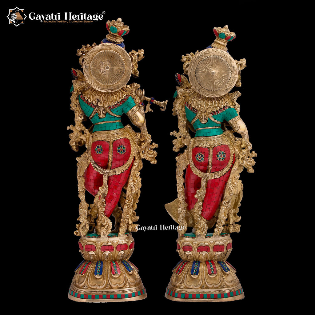 Brass Radha Krishna Statue – Majestic Devotional Sculpture | Gayatri Heritage