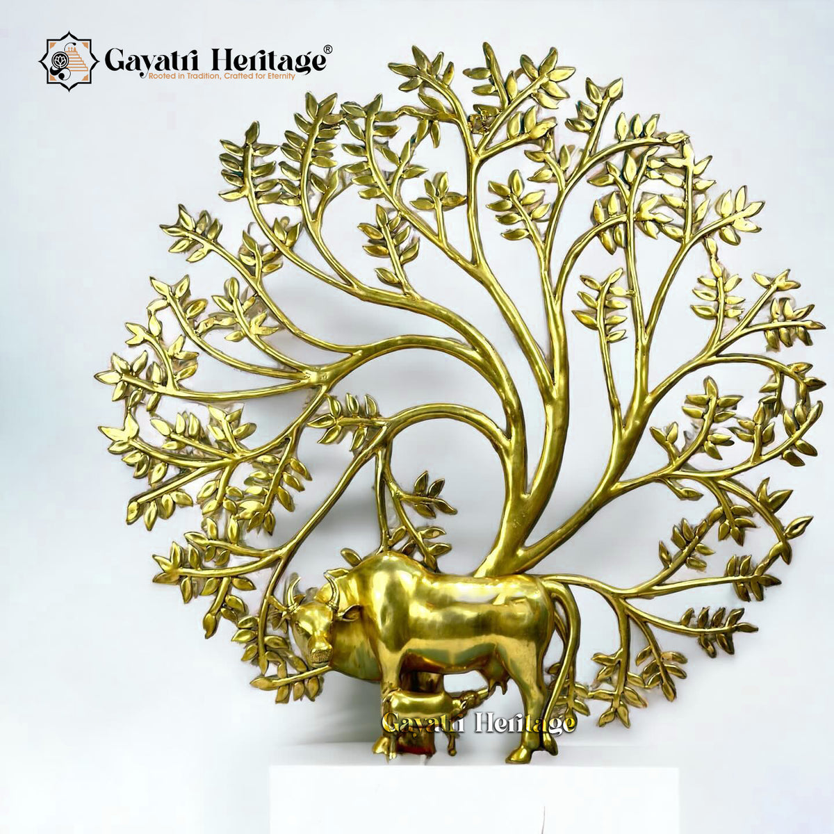 Brass Tree With Cow and Calf – Symbol of Prosperity | Gayatri Heritage