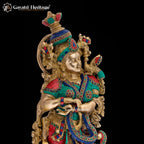 Brass Radha Krishna Statue – Majestic Devotional Sculpture | Gayatri Heritage